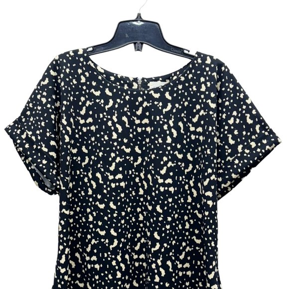 Melloday Women’s Short Sleeve Top Printed Black/Cream - Size Large - Picture 2 of 7